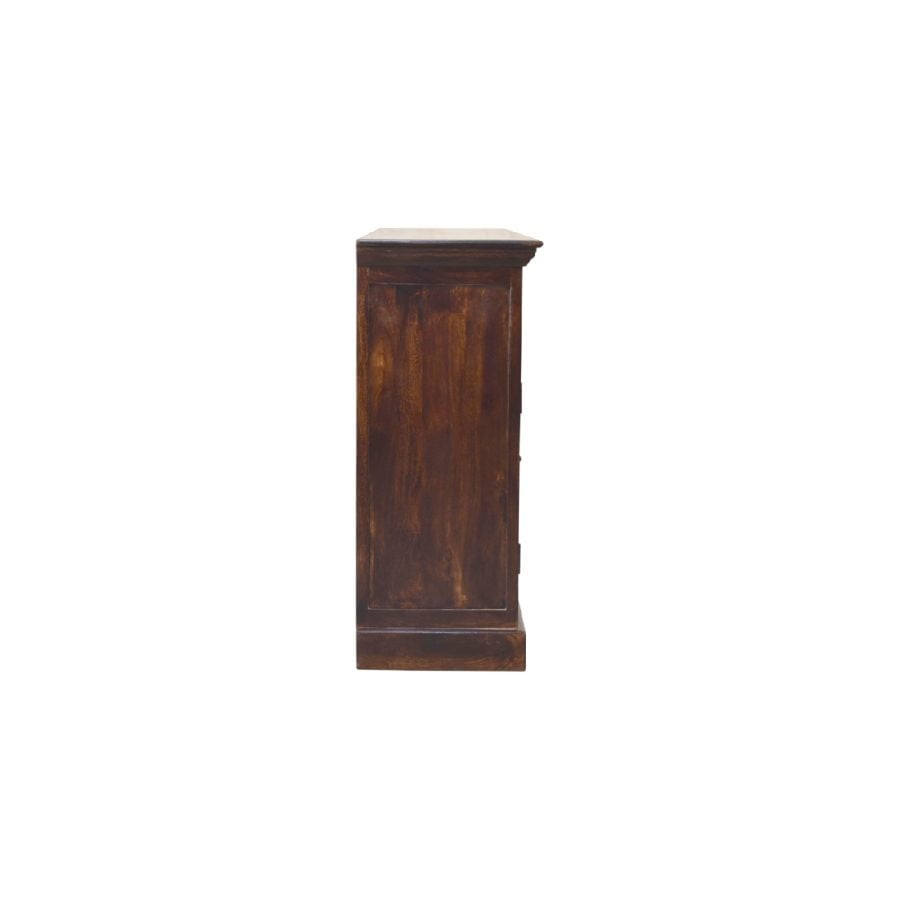 Antique wooden pedestal podium isolated on white background