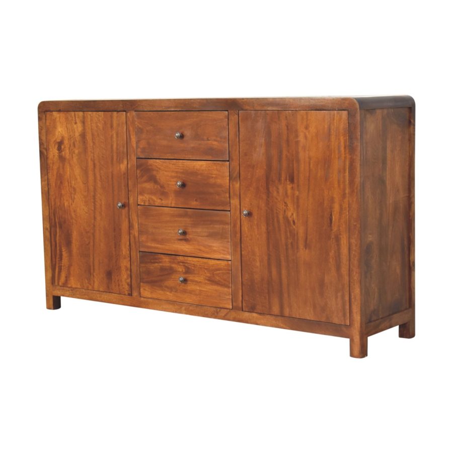 Wooden sideboard cabinet with drawers isolated on white.